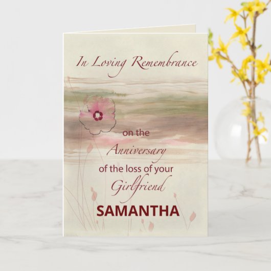 名前をカスタムする記念日の損失 カード (黄色い花)