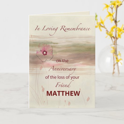 名前をカスタムする記念記念日の損失友人 カード (黄色い花)