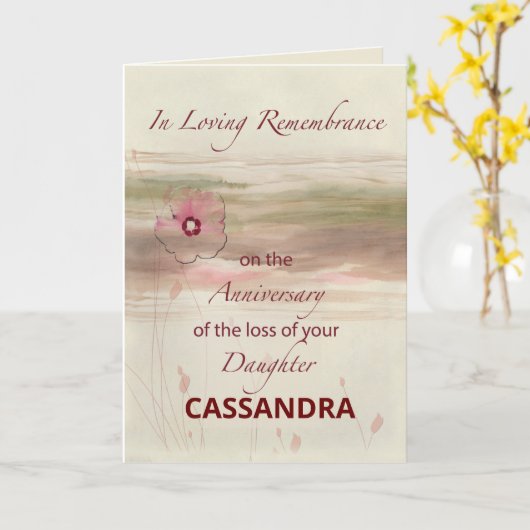 名前をカスタムする記念記念日の損失娘 カード (黄色い花)