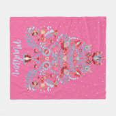 名前をカスタムする詳細なハンガリーのクリスマスプレゼント フリースブランケット (正面(横))