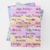 名前をカスタムする誕生日の折り返し紙(3枚) ラッピングペーパーシート (インサイチュ)