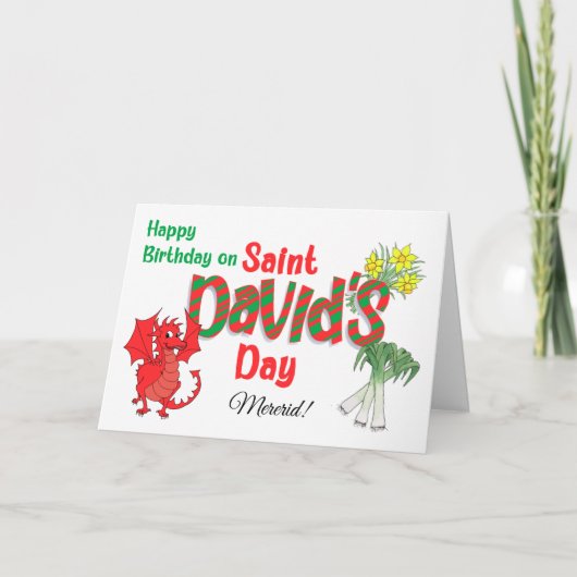 名前をカスタムする誕生日オンSt David's Day Card シーズンカード (正面)