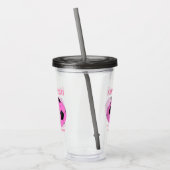 名前をカスタムする誕生日ガーリーピンクブラックサッカーボール アクリルタンブラー (左)