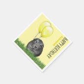 名前をカスタムする誕生日ギニアピグイエローバルーン スタンダードカクテルナプキン (角)