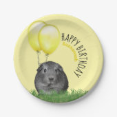 名前をカスタムする誕生日ギニアピグイエローバルーン ペーパープレート (正面)