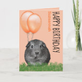 名前をカスタムする誕生日ギニアピグオレンジバルーン カード (正面)