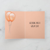 名前をカスタムする誕生日ギニアピグオレンジバルーン カード (内部)