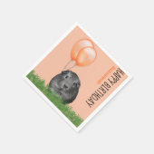 名前をカスタムする誕生日ギニアピグオレンジバルーン スタンダードカクテルナプキン (角)