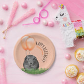 名前をカスタムする誕生日ギニアピグオレンジバルーン ペーパープレート (パーティー)