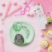 名前をカスタムする誕生日ギニアピググリーンバルーン ペーパープレート (パーティー)