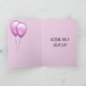 名前をカスタムする誕生日ギニアピグパープルバルーン カード (内部)