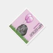 名前をカスタムする誕生日ギニアピグパープルバルーン スタンダードカクテルナプキン (角)