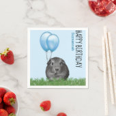 名前をカスタムする誕生日ギニアピグブルーバルーン スタンダードカクテルナプキン (インサイチュ)