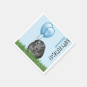 名前をカスタムする誕生日ギニアピグブルーバルーン スタンダードカクテルナプキン (角)