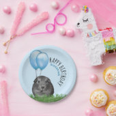 名前をカスタムする誕生日ギニアピグブルーバルーン ペーパープレート (パーティー)