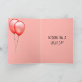 名前をカスタムする誕生日ギニアピグレッドバルーン カード (内部)