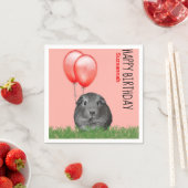 名前をカスタムする誕生日ギニアピグレッドバルーン スタンダードカクテルナプキン (インサイチュ)