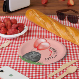 名前をカスタムする誕生日ギニアピグレッドバルーン ペーパープレート