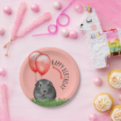 名前をカスタムする誕生日ギニアピグレッドバルーン ペーパープレート (パーティー)