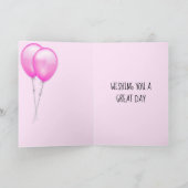 名前をカスタムする誕生日ギニアピッグピンクバルーン カード (内部)