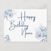 名前をカスタムする誕生日グリーティング – フローラと蝶 ポストカード (正面)