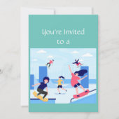 名前をカスタムする誕生日スケートボードパーティー 招待状 (正面)
