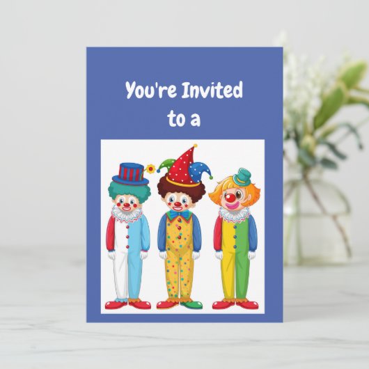 名前をカスタムする誕生日ピエロパーティの招待状 招待状 (スタンド正面)