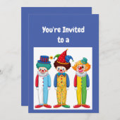 名前をカスタムする誕生日ピエロパーティの招待状 招待状 (正面/裏面)