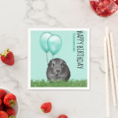 名前をカスタムする誕生日モルモットティール（緑がかった色）バルーン スタンダードカクテルナプキン (インサイチュ)