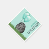 名前をカスタムする誕生日モルモットティール（緑がかった色）バルーン スタンダードカクテルナプキン (角)