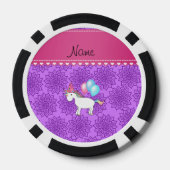 名前をカスタムする誕生日ユニコーンパステル紫色の花 ポーカーチップ (裏面)