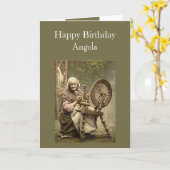 名前をカスタムする誕生日ユーモアヴィンテージ紡績クラス カード (黄色い花)