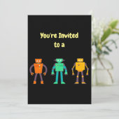 名前をカスタムする誕生日ロボット誕生日招待状 招待状 (スタンド正面)