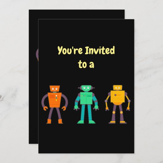 名前をカスタムする誕生日ロボット誕生日招待状 招待状 (正面/裏面)
