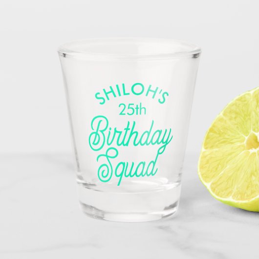 名前をカスタムする誕生日分隊パーティー ショットグラス (正面)