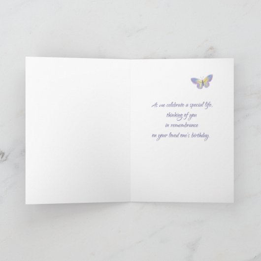 名前をカスタムする誕生日思い出の水色の花 カード (内部)