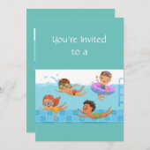名前をカスタムする誕生日水泳パーティー 招待状 (正面/裏面)