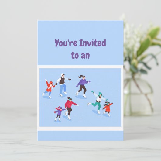 名前をカスタムする誕生日氷スケートで滑る誕生日 招待状 (スタンド正面)