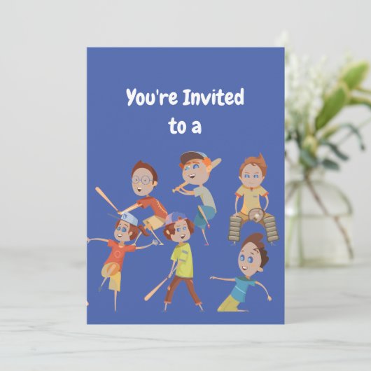 名前をカスタムする誕生日野球パーティの招待状 招待状 (スタンド正面)