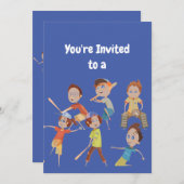 名前をカスタムする誕生日野球パーティの招待状 招待状 (正面/裏面)