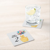 名前をカスタムする誕生日 スクエアペーパーコースター (インサイチュ)