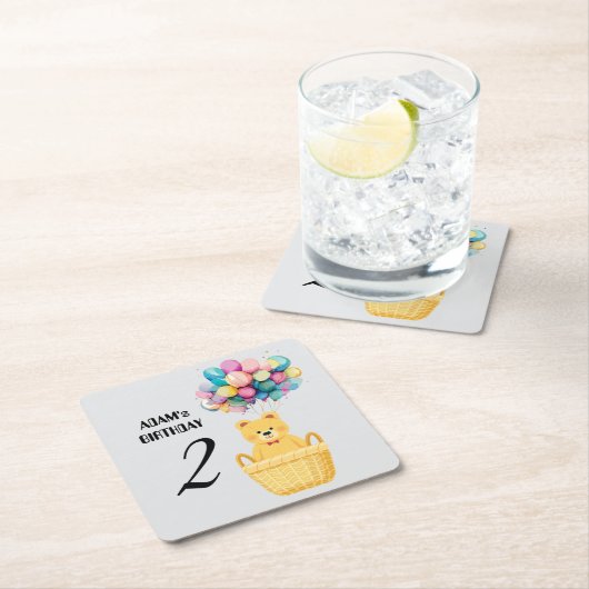 名前をカスタムする誕生日 スクエアペーパーコースター (インサイチュ)