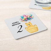 名前をカスタムする誕生日 スクエアペーパーコースター (アングル)