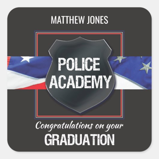 名前をカスタムする警察学院卒業 スクエアシール (正面)