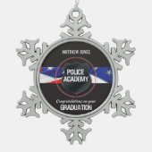 名前をカスタムする警察学院卒業 スノーフレークピューターオーナメント (正面)