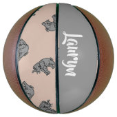 名前をカスタムする象を茶色に塗る バスケットボール (縦)