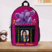 名前をカスタムする象グリッターレフティパープルスクール プリントバックパック