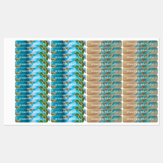 名前をカスタムする質感のあるパーソナライズされた地衣 ラベル (シート)