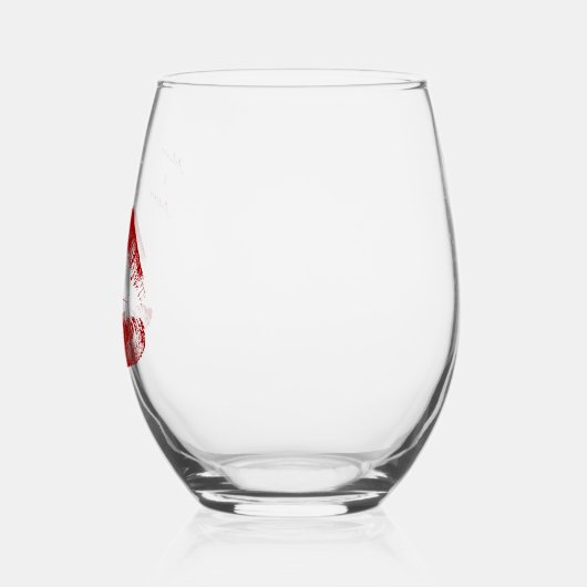 名前をカスタムする赤い唇スクリプトラブ ステムなしワイングラス (左)