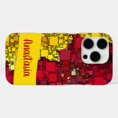 名前をカスタムする赤い黄色のジオメトリックシェイプテクスチャ Case-Mate iPhoneケース (裏面 (横))